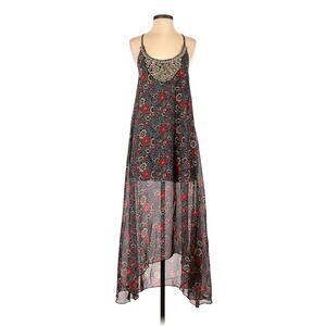 Boohoo Tasha Floral Print Hanky Hem Dress Beaded SIZE 4P Petite New Flaw